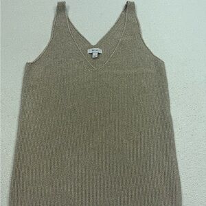 Reiss Metallic Taupe V-Neck Knit Tank Top